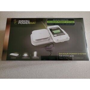 Duracell PowerMat Wireless Charging Case w Block for Samsung iPhone 4 4S White